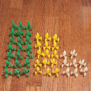 Colorful Plastic Game Pieces Tokens Rockets 21 Green 15 Yellow & 8 White